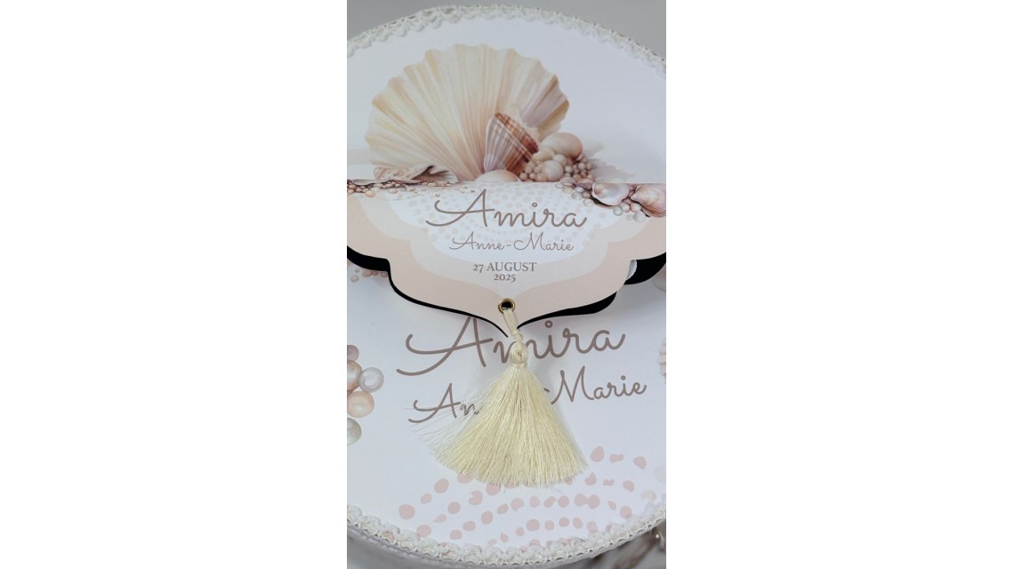 Trusou botez cu perle și scoici în nuanțe sand & peach – „Perle Marine” 6